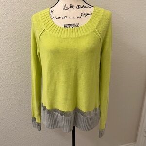 NWT Express Green wide Crew Neck Sweater side split sz M